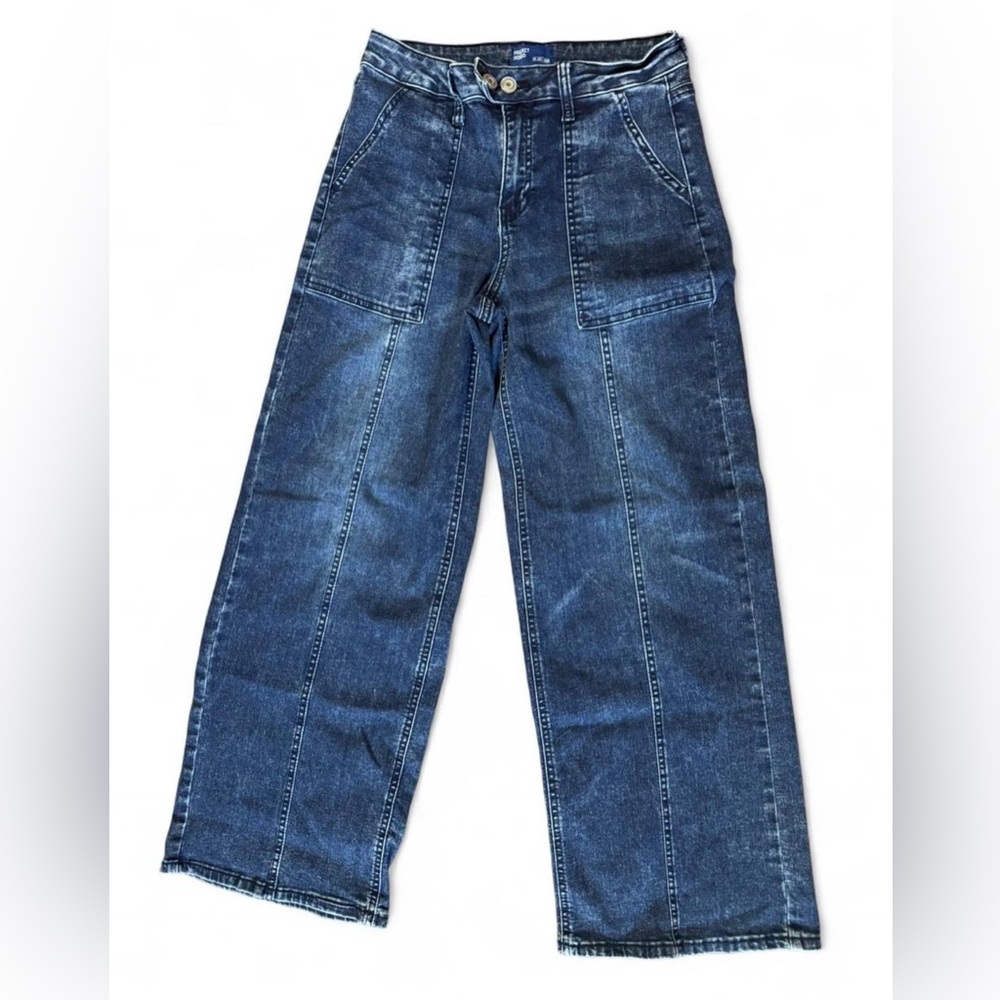 Project Indigo High Rise Wide Leg Dark Blue Denim Pants